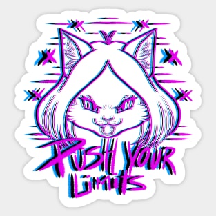 FURRY CAT GIRL PUSH YOUR LIMITS FITNESS GYM Sticker